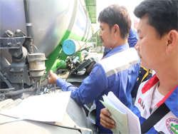 การตรวจสอบระบบหล่อลื่น และของเหลวภายในรถบรรทุก