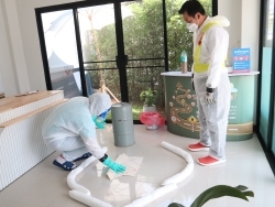 การชะล้างทำความสะอาดสารเคมีหกรั่วไหล		